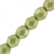 Abalorios facetadas cristal Checo Fire Polished 3mm - Alabaster pastel lime